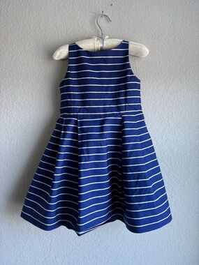 Ralph Lauren Girls Navy & White Striped Sleeveless Party Dress